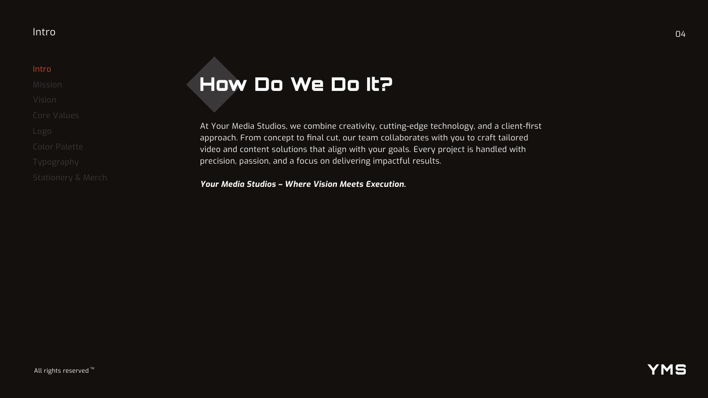 Your Media Studios (YMS) brand identity — page 4