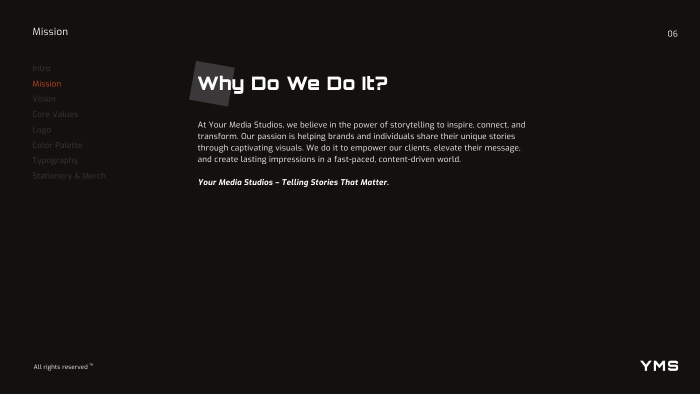 Your Media Studios (YMS) brand identity — page 6