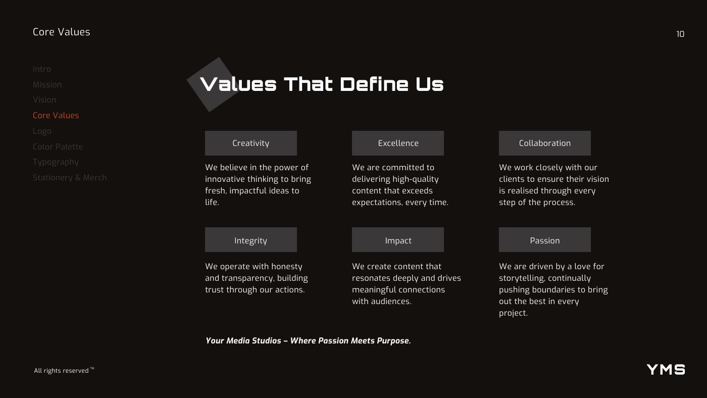 Your Media Studios (YMS) brand identity — page 10