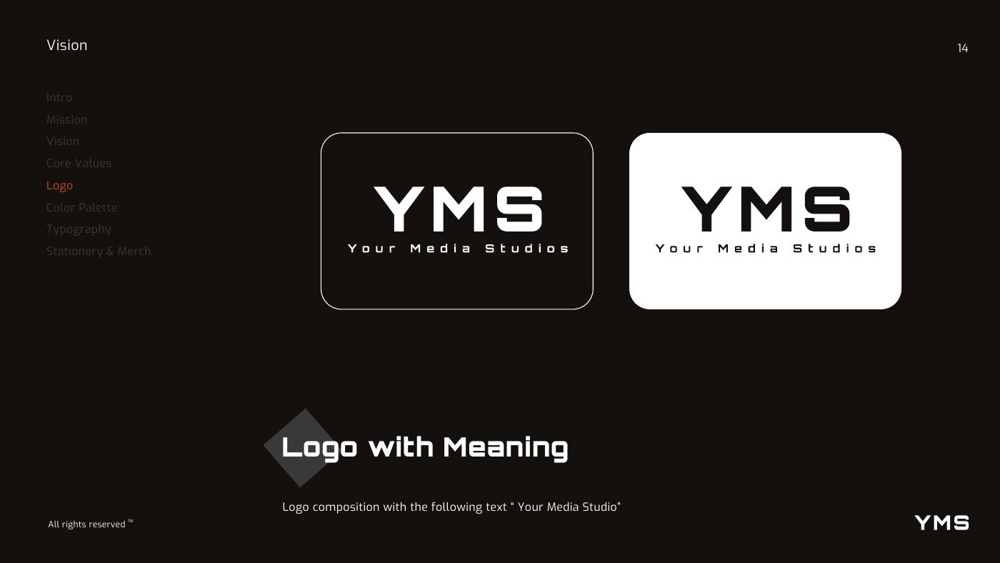 Your Media Studios (YMS) brand identity — page 14