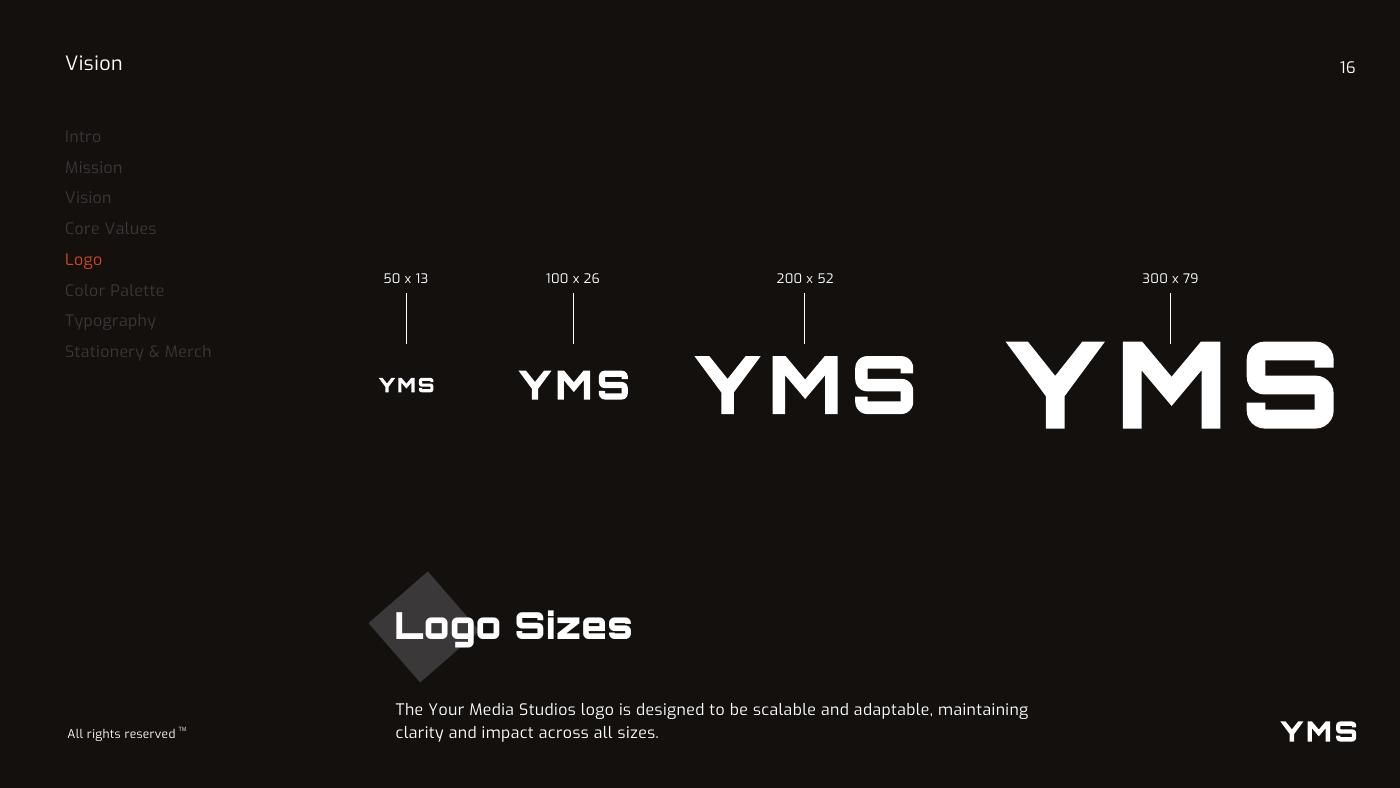 Your Media Studios (YMS) brand identity — page 16