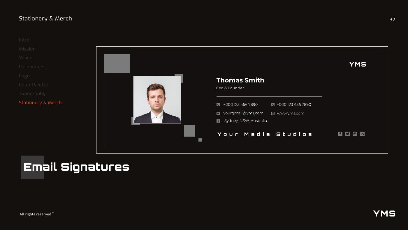 Your Media Studios (YMS) brand identity — page 32